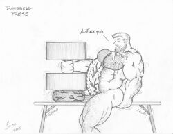 2015 bara cock_and_balls_torture dated gay jayse_(artist) male male_only monochrome muscular tagme torture traditional_media white_background