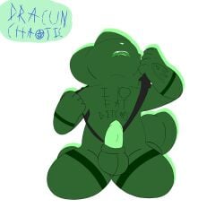 balls big_balls big_penis chest dracunchaotic ears eyes_out_of_frame green_body green_fur green_penis green_skin hands_on_shirt legs legs_apart looking_up male male_only mouth_open no_background nose on_knees penis rain_world sheath shoulders slugcat solo tail tattoo tattoo_on_chest tattoo_on_hand tearing_clothes the_absolute_(dracunchaotic) thighs