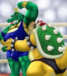 alternate_version_at_source anthro armpit_fetish armpit_sniffing armpit_worship armpits ass belly bowser bracelet bulge clothing crocodile crocodilian crocodylid crown donkey_kong_(series) duo fangs fighting_ring gold_bracelet hi_res humiliation jewelry k_rool king koopa kremling male male/male male_only mario_(series) muscular musk nintendo overweight overweight_male public_humiliation reptile royalty scalie shell sniffing sniffing_armpit spiked_bracelet spiked_shell spikes spikysketches submissive submissive_male tank_top turtle underwear video_games wrestling wrestling_briefs wrestling_clothing wrestling_outfit