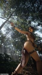 3d 3d_(artwork) absurd_res aiming_weapon ass ass_focus bare_shoulders beautiful_woman blaster_(star_wars) brown_hair_female cinematic cleavage edited_screencap emotionless emotionless_female expressionless game_mod heavenly_ass heavenly_body high_resolution holding_blaster holding_pistol huge_breasts indifferent mature_woman mod navel princess_leia_organa respawn_entertainment roman_swatcher slave_leia source_request star_wars star_wars:_battlefront_2 strutting uncaring_female watermark