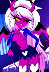 ai_generated demon demon_girl demon_horns demon_tail flashing flashing_breasts flashing_pussy helluva_boss nipples no_bra no_panties pussy succubus succubus_horns succubus_tail succubus_wings verosika_mayday_(helluva_boss)