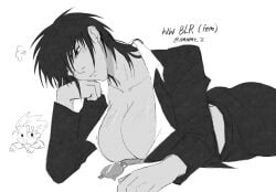 1boy 1girls big_breasts black_hair black_suit genderbend genderswap genderswap_(mtf) jimnmy_2 nicholas_d_wolfwood rule_63 short_hair suit tan_body tan_skin trigun trigun_badlands_rumble trigun_maximum vash_the_stampede