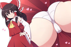 rizento touhou touhou_project tagme upskirt multiple_views 1girls 1girl 1female light-skinned_female light_skin simple_background image reimu_hakurei hakurei_reimu shrine_maiden brown_hair brunette brunette_hair brunette_female brunette-haired_female hair_ribbon hair_tubes cameltoe