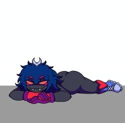 solo_female ass laying_down nude 1female smiling_at_viewer smiling spider_girl spider_humanoid requested karolfemuwu
