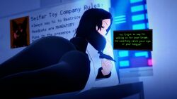 1girl 1girls 3d ass ass_focus beatrice_albert big_ass dialogue koikatsu laying_on_side light-skinned_female light_skin looking_at_viewer ponytail spiritofrei teasing text va-11_hall-a