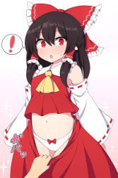 reimu_hakurei hakurei_reimu shrine_maiden brown_hair brunette brunette_hair brunette_female brunette-haired_female hair_ribbon hair_tubes rizento touhou touhou_project tagme 1girls 1girl 1female light-skinned_female light_skin simple_background image