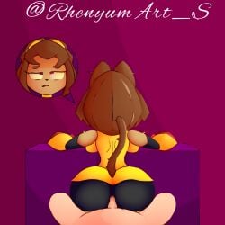 glitch_productions gameoverse kit_(gameoverse) brown_hair female male/female fellatio catgirl cat_tail male human_male big_breasts breasts anus rhenyumarts 2d 2026 2d_(artwork) 2d_artwork penetration penetrated female_penetrated anal anal_sex anal_penetration
