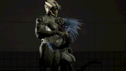 16:9 3d_(artwork) alien anthro arm_feathers arm_tuft armor avian avian_caruncle big_breasts blue_body blue_feathers bottomless bottomless_anthro bottomless_female breasts butt clothed clothed_female clothed_human clothing colored digital_media_(artwork) digitigrade duo faceless_character faceless_female faceless_human feather_hair feathered_crest feathers female female/female female_anthro female_human female_on_anthro female_on_human guywhom halo_(series) hand_on_hip hand_on_shoulder head_crest hi_res human human_on_anthro interspecies kig-yar larger_human mammal microsoft pseudo_hair raised_leg scalie short_tail size_difference smaller_anthro spartan_(halo) t'vaoan tail tuft widescreen xbox_game_studios xenophilia