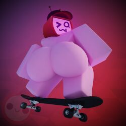 1girls 3d 3d_(artwork) aechrb digital_media_(artwork) female female_only forsaken_(roblox) massive_ass render roblox roblox_game robloxian robot robot_girl skateboard tagme tv tv_face tv_head tv_screen veeronica
