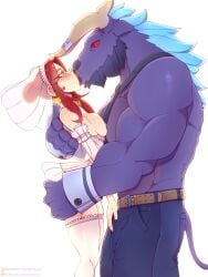 1boy 1girls 2025 2d alistar alistar_(lol) anthro anthro_dominating_human beard belt big_breasts blue_hair blush blushing bottomwear bovid bovine breast_press breast_press_on_chest breast_squeeze breast_squish breasts breasts_out bride bride_veil bulge clothing deep_kissing detailed_bulge duo ear_piercing ear_ring european_mythology eye_contact facial_hair female french_kiss french_kissing fur garter_straps genital_outline greek_mythology green_eyes hair hand_on_bulge hand_on_crotch hi_res horn human human_female interspecies katarina_du_couteau katarina_du_couteau_(lol) kissing larger_anthro larger_male league_of_legends legwear lewdvelli lipstick looking_at_another looking_at_partner love makeup male male/female male_anthro/female_human mammal minotaur monster muscular muscular_anthro muscular_male mythology nipples nivelli pants part_1 passionate penis penis_outline piercing pink_nipples purple_body purple_fur red_eyes red_hair red_lipstick ring_piercing riot_games romantic simple_background size_difference smaller_female smaller_human squeezing_butt squish tagme tail tencent teratophilia thigh_highs tongue_kiss topless_male touching_penis wedding_band wedding_dress wedding_lingerie wedding_veil white_clothing white_legwear white_thigh_highs
