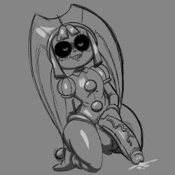 1futa 1girl alternative_universe analog_horror big_balls big_penis brown_hair creepy creepy_smile creepypasta female futa_on_female futa_only futanari genitals horror horror_(theme) jerking jester jester_(duffyfilmz) jester_hat jester_outfit masturbating mismatched_gloves mismatched_pupils pomni pomni_(the_amazing_digital_circus) sketch solo_female text the_amazing_digital_circus unknown_artist veiny_penis kneeling cum cumming