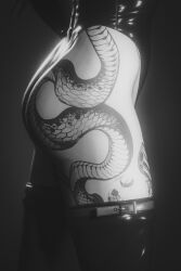 1girls 3d 3d_(artwork) absurd_resolution ass ass_cleavage ass_focus belt female_only femsub greyscale gun_tattoo high_resolution jill_valentine kubominator_(night-shift) leaning_hips leaning_to_the_side leotard long_hair_female resident_evil resident_evil_3 snake_tattoo stockings strutting tattoo_on_butt thighhighs