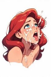 ai_generated ariel cum facial red_hair cum_on_face