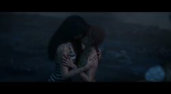 2girls ai_generated animated black_hair clair_obscur:_expedition_33 height_difference kissing lesbian_kiss long_hair lune_(clair_obscur:_expedition_33) maelle_(clair_obscur:_expedition_33) red_hair size_difference swimsuit tagme video video_game_character video_games yuri