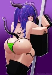 1girls 3d 3d_(artwork) 3d_model bikini_bottom collar hi_res hires kisarazu_senh60 lingerie_panties pink_highlights purple_hair roblox robloxian source_request spade spade_tattoo spades_marking spider spider_tattoo stripper stripper_pole succubus succubus_horns succubus_tail tattoo tattoo_on_legs tattooed_arm tattoos_everywhere twitter_username