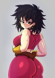 stachewaffle kefla kefla_(dragon_ball) kefla_(cosplay) gine looking_back looking_at_viewer clothed clothed_female black_hair black_hair_female light_skin light-skinned_female ass big_ass large_ass butt big_butt large_butt from_behind_position from_behind behind_view dragon_ball dragon_ball_super dragon_ball_minus female female_only female_focus saiyan saiyan_female saiyan_tail tail saiyan_girl alien alien_girl alien_humanoid wafflestache