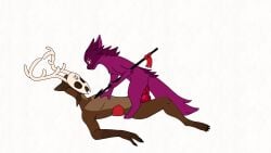 animated anthro artificer_(rain_world) big_penis chieftain_scavenger duo female forced furry genitals hi_res knot male male/female mask melee_weapon penetration penis polearm rain_world scavenger_(rain_world) slugcat spear torrentpath vaginal vaginal_penetration videocult weapon wearing_mask