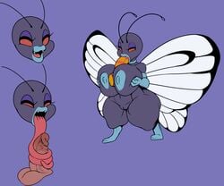 1girls 2boys abs antennae anthro anthrofied ber00 big_eyes big_penis big_testicles blue_lips blue_nipples blue_skin breast_grab breasts butterfly butterfree chubby disembodied_penis eyelashes fangs feet female fit floating_head half-closed_eyes huge_ass huge_breasts human insect insect_wings insects interspecies long_penis long_tongue male nintendo open_mouth oral orange_penis original_character paizuri pokemon pokemon_rgby purple_background purple_skin red_eyes red_sclera shortstack smaller_female smile standing teeth testicles thick_penis thick_thighs tongue tongue_out tonguejob veins veiny_penis white_wings wide_hips wings