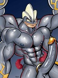 1boy 4_arms abs anthro anthrofied aura balls bara big_penis cock_ring erection gigantamax_machamp gigantamax_pokémon glowing glowing_eyes grey_skin huge_cock hyper hyper_penis large_penis long_penis machamp male male_only multi_arm multi_limb muscular muscular_male nintendo nipples nude penis pokemon pokemon_(species) pokemon_rgby pokemon_ss solo source_request standing testicles text thick_thighs veins veiny_penis viryen watermark