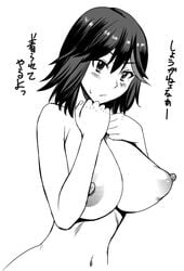 blush breasts female kill_la_kill kokuriu looking_at_viewer matoi_ryuuko nipples solo