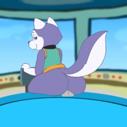 animal_genitalia animal_penis animal_pussy anthro everest_(paw_patrol) paw_patrol purple_body white_body