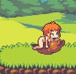 1girls animated blue_eyes cowgirl_position cum cum_in_pussy cum_inside female femdom gif kyrieru lufuclad orange_hair pixel_art sex slug uncensored