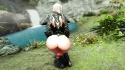 1futa animated armor ass bethesda_softworks big_ass big_balls big_butt butt exposed_ass exposed_balls exposed_penis functionally_nude futa_focus futa_only futanari grey_hair naked_armor no_sound skyrim tagme the_elder_scrolls video waterfall