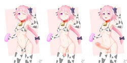 1boy abs androgynous astolfo_(fate) balls balls_in_panties big_penis bottomless bulge cow_bikini cow_costume cowbell erection fate/grand_order fate_(series) femboy flat_chest girly gloves huge_cock hung_trap large_penis long_hair long_penis male male_only micro_bikini no_panties onahole one_eye_closed pale-skinned_male pale_skin penetrable_sex_toy penis_bulge pink_hair purple_eyes semi-erect smile solo standing thick_penis thick_thighs thighhighs thighs trap veiny_penis woof_(artist)