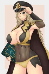 1girls armpits ass_visible_through_thighs bare_thighs blonde_hair bodystocking book cape cleavage clothed female female_only fire_emblem fire_emblem_fates hat large_breasts leotard navel nintendo ophelia_(fire_emblem) panties roaamuje solo thighs underwear yellow_panties