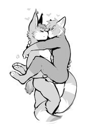 2020 4_fingers ailurid anthro anthro_on_anthro anthro_penetrated anthro_penetrating anthro_penetrating_anthro black_and_white closed_eyes duo felid feline fingers greyscale head_tuft heart hi_res kissing long_tail looking_at_another lynx male male/male male_penetrated male_penetrating male_penetrating_male mammal monochrome paws penetration red_panda romantic_ambiance romantic_couple short_tail smile striped_tail stripes tohfu tuft