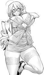 female large_breasts long_hair monochrome rakko rakko_(r2) sandy_bash suketto_sanjou!!