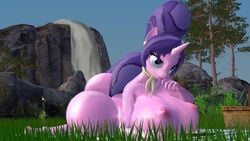 2019 3d 3d_(artwork) anthro big_ass big_breasts breasts busty cookie_crumbles_(mlp) digital_media_(artwork) exibitionism female friendship_is_magic furry hasbro huge_ass huge_breasts large_ass milf my_little_pony nail_polish naked nude nude_female outdoors poster sfmoclock solo solo_female source_filmmaker unicorn