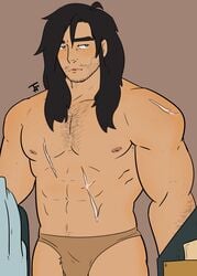 bara black_hair broad_shoulders male_only muriel_(the_arcana) muscular_male scars taekadraws tagme the_arcana