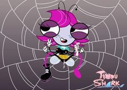 4_arms anthro condom creampie disney fly maggie_pesky multi_arm multi_limb nipples one_shoe purple_hair spider_web the_buzz_on_maggie tiddu_shark_(artist) wings