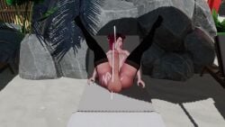 ahe_gao beach big_ass big_balls big_breasts big_penis cumming dragon_girl kegorlyyri laying_down red_eyes red_hair vrchat vrchat_avatar vrchat_model