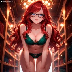 1girls ai_generated bed bedroom blue_eyes female female_focus glasses looking_at_viewer magic_academy magic_user magician medium_breasts original petite pussy red_hair scarlet_(stblfantasy) sexually_suggestive shy solo sorceress spread_legs stable_diffusion stblfantasy table thick_ass thick_thighs underwear warm_lighting window window_light witch witch_costume witch_hat witchcraft young younger_female