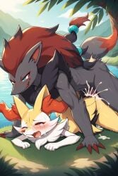 ai_generated anthro braixen cum furry pokemon_(species) zoroark