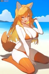 1girls ai_generated beach big_breasts bikini breasts curvy cute dog_ears dog_girl doggirl ember female female_focus female_only highres hips huge_boobs huge_breasts kemonomimi light_skin light_skinned_female long_hair orange_ears orange_eyes orange_hair orange_tail patreon_username petgirl petite thick_thighs thighhighs thighs toriwoofs watermark wavy_hair white-skinned_female white_skin white_skinned_female wide_hips wolf_ears