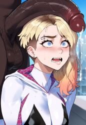 1girls ai_generated blonde_hair bodysuit creamy_ai female female_focus gwen_stacy gwen_stacy_(spider-verse) marvel marvel_cinematic_universe marvel_comics short_hair spider-man:_across_the_spider-verse spider-man:_into_the_spider-verse spider-man_(series) tagme thick_thighs