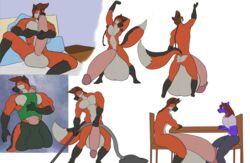 anthro armpit_hair autofellatio balls big_balls big_penis body_hair bottomwear canid canine chair clothing controller cross_fox duo erection erection_under_shirt flaccid fox furniture game_controller genitals greggrth huge_balls huge_cock humanoid_genitalia humanoid_penis hyper hyper_balls hyper_genitalia hyper_penis male male_only mammal masturbation nude oral oral_masturbation penile penile_masturbation penis red_fox shirt shorts sitting solo standing table tank_top topwear