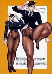 1girls chun-li female high_heels midou_tsukasa pantyhose pubic_hair street_fighter street_fighter_v thick_thighs