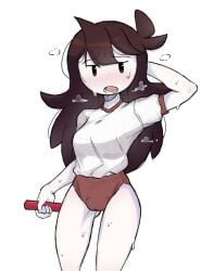 1girl 1girls athletic_wear highres jaiden_animations steam sweat sweating zlix0n