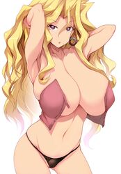 1girls black_panties breasts breasts_bigger_than_head busty cleavage clothing female female_only hoop_earrings huge_breasts konami mai_valentine panties see-through_panties shounen_jump solo solo_female tsukasawa_takamatsu voluptuous yu-gi-oh!