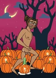 alec_(disventure_camp) anal ass balls brown_hair cum_in_ass dildo disventure_camp gay glasses hairy pumpkin skullsour tongue_out toony yaoi