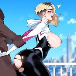 1girls ai_generated blonde_hair bodysuit creamy_ai female female_focus gwen_stacy gwen_stacy_(spider-verse) marvel marvel_cinematic_universe marvel_comics short_hair spider-man:_across_the_spider-verse spider-man:_into_the_spider-verse spider-man_(series) tagme thick_thighs