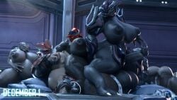 3d female_sangheili female_spartan_(halo) futa_on_futa futanari halo_(series) hyper_balls hyper_breasts hyper_penis no_nut_november runn1non sangheili spartan_(halo)