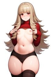 ai_generated fire_emblem fire_emblem_heroes flat_chest partially_clothed red_eyes veronica_(fire_emblem)