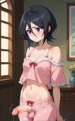 1girls ai_generated black_hair bleach bleach:_the_thousand-year_blood_war cute futa_only futanari kuchiki_rukia kuchiki_rukia purple_eyes rengoart sexy sexy.ai short_hair