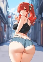 ai_generated artist_request azur_lane big_ass big_breasts day red_hair street zara_(azur_lane)