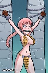 1girls bit_gag bondage bound chains cleavage clothing cuff_(restraint) female female_only femsub gag gagged gagmanzx gloves loincloth metal_cuffs one_piece pelvic_curtain png ponytail rebecca_(one_piece) revealing_clothes skimpy_clothes wrist_cuffs